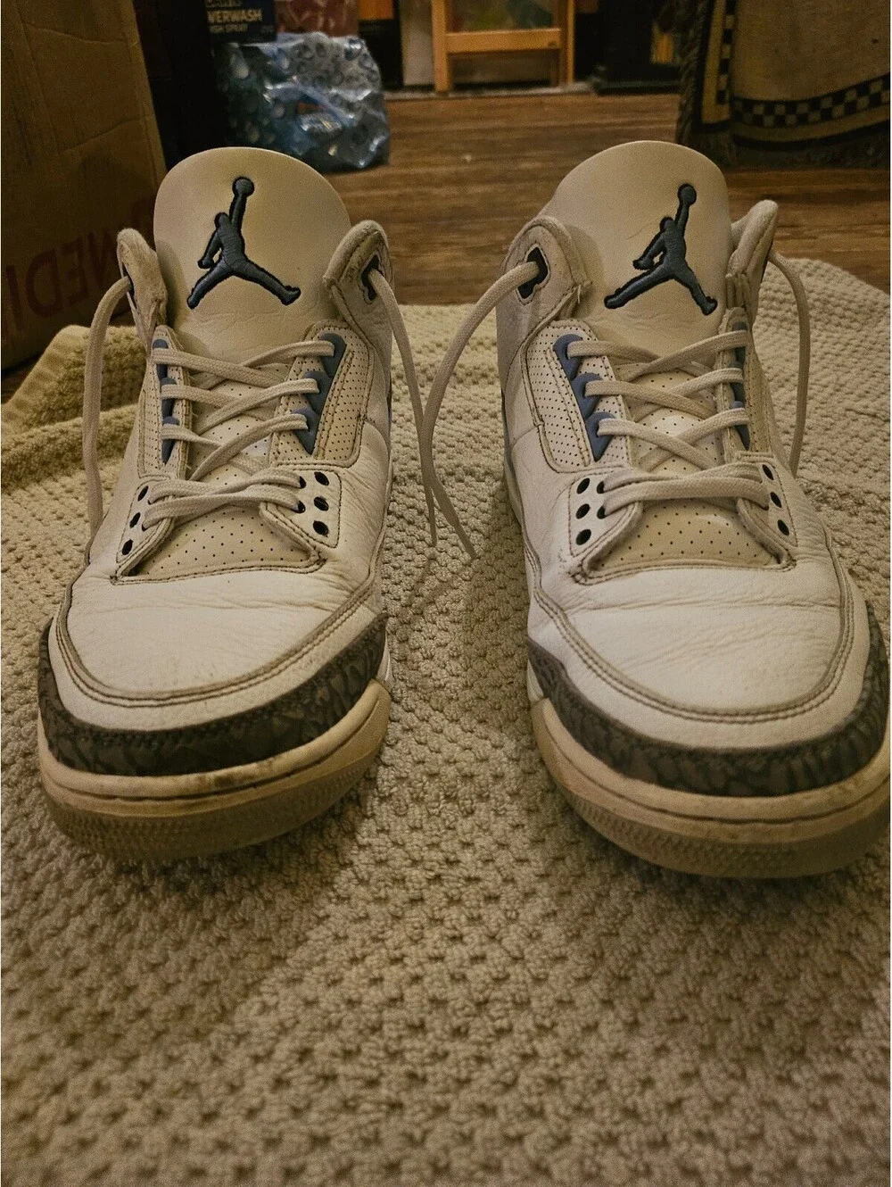 Nike Air Jordan 3 Retro UNC White Blue Gray Men's Sneakers size 11.5 - Used